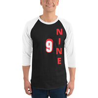 NINE | Premium NUMBER Design Adult or Teen Unisex Raglan Shirt