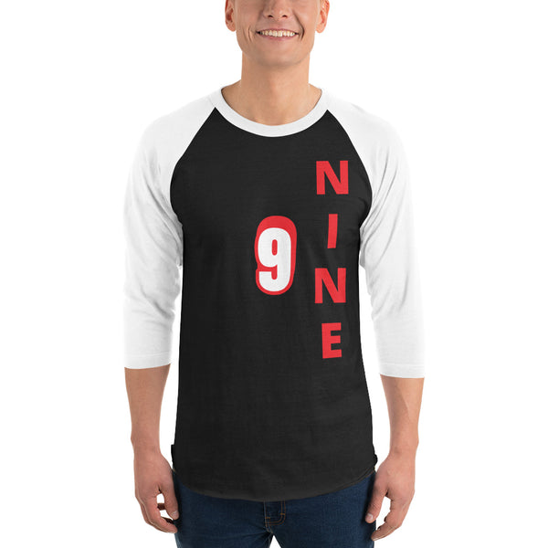 NINE | Premium NUMBER Design Adult or Teen Unisex Raglan Shirt