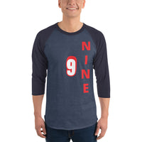 NINE | Premium NUMBER Design Adult or Teen Unisex Raglan Shirt