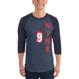 NINE | Premium NUMBER Design Adult or Teen Unisex Raglan Shirt