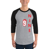 NINE | Premium NUMBER Design Adult or Teen Unisex Raglan Shirt