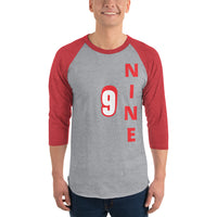 NINE | Premium NUMBER Design Adult or Teen Unisex Raglan Shirt