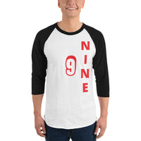 NINE | Premium NUMBER Design Adult or Teen Unisex Raglan Shirt