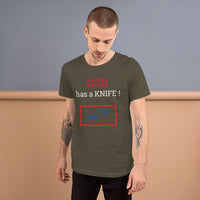 GOD HAS A KNIFE | Premium FAITH Design Adult or Teen Unisex T-Shirt