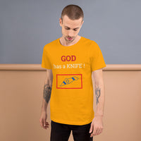 GOD HAS A KNIFE | Premium FAITH Design Adult or Teen Unisex T-Shirt